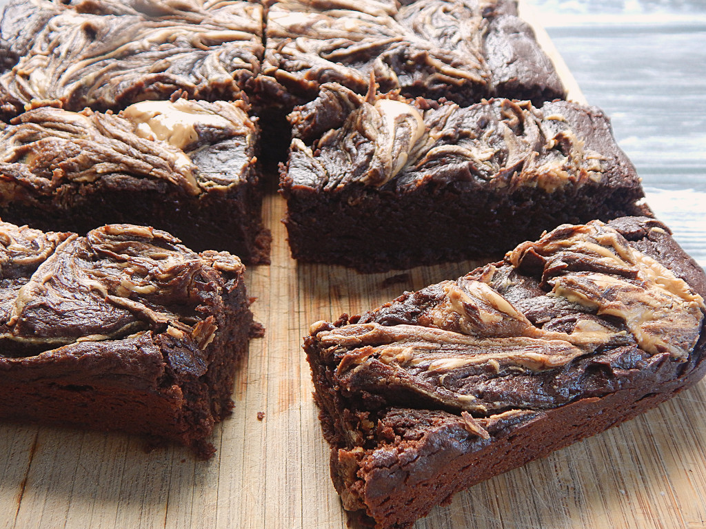 Avocado Brownies with Peanut Butter Swirl