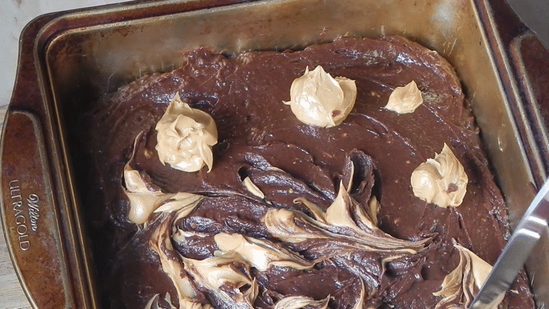 Avocado Brownies with Peanut Butter Swirl